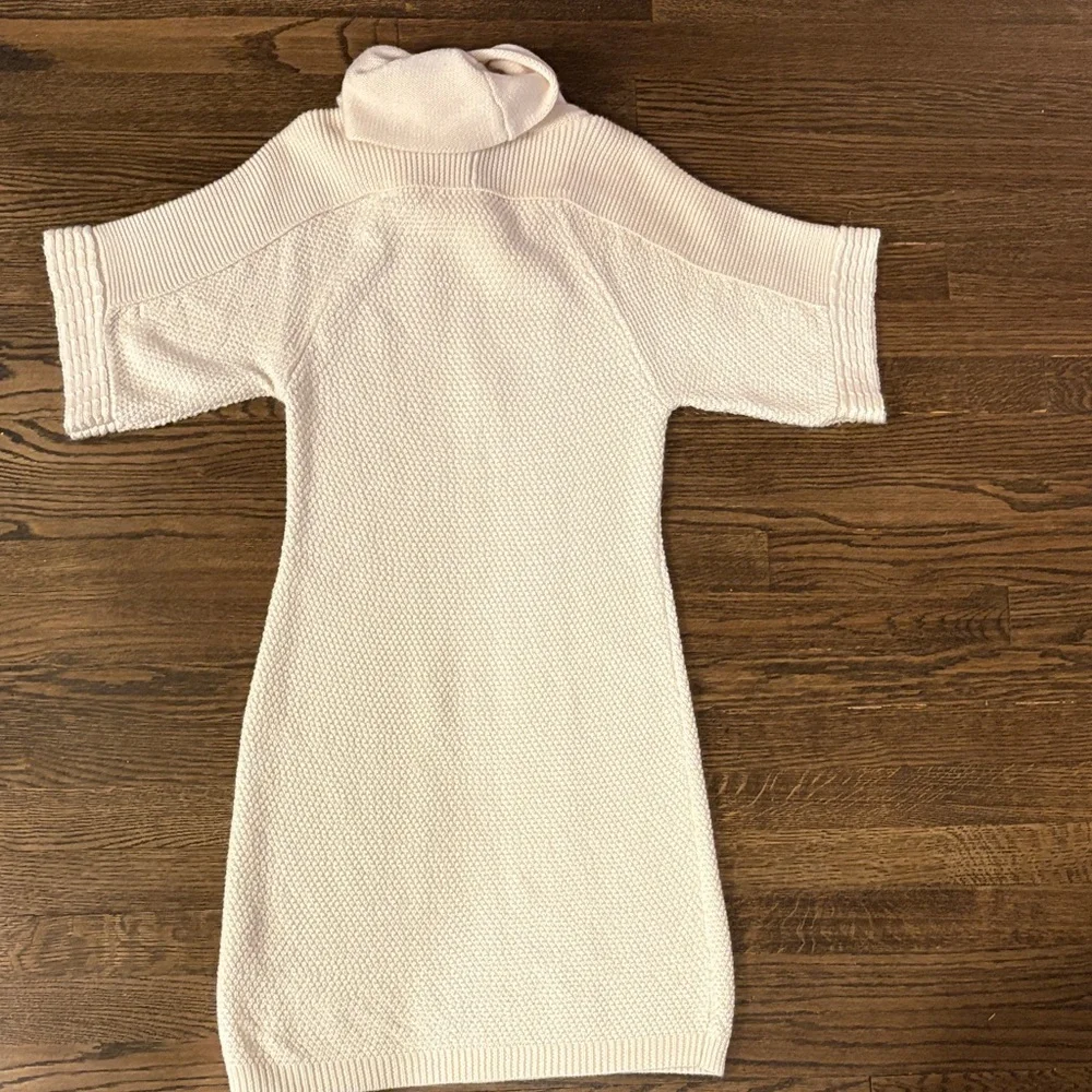 Tahari Arthur S. Levine Cable Knit Sweater Dress Cowl Neck Cream Ivory - Picture 6 of 7